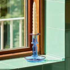 Flare medium candle sticks, light blue-red