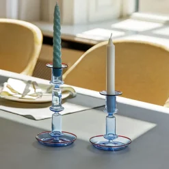 Flare medium candle sticks, light blue-red