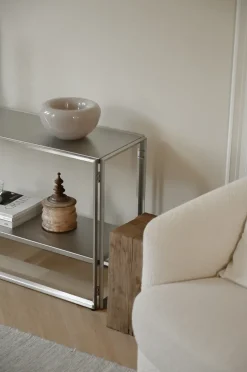 Foldable console 124x60 cm, Brushed stainless steel