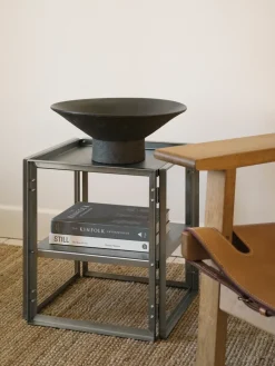 Foldable side table 40x40 cm, Brushed stainless steel