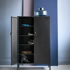 Francis cabinet, Black. black leather