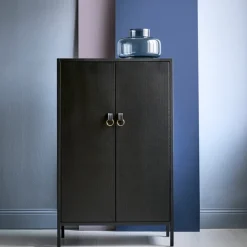 Francis cabinet, Black. black leather