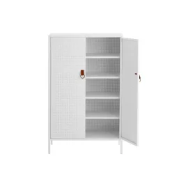 Francis cabinet, White. leather