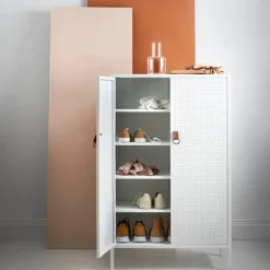 Francis cabinet, White. leather
