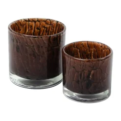 Fuji tealight holder Ø8 cm, Dark brown