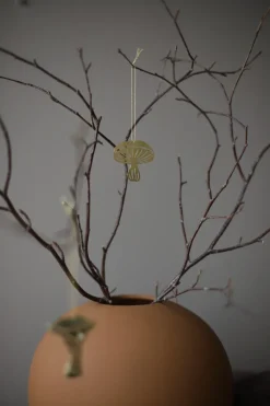 Fungi hanging decorations 4 pieces, Brass