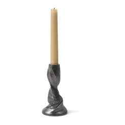 Gale candlestick 13 cm, Blackened Aluminium