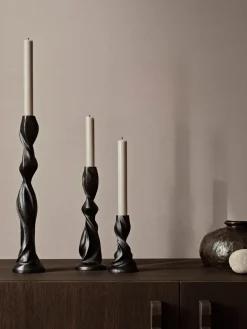 Gale candlestick 13 cm, Blackened Aluminium