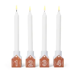 Gingerbread advent candlestick 4 pieces, Brown