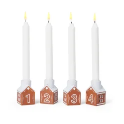Gingerbread advent candlestick 4 pieces, Brown