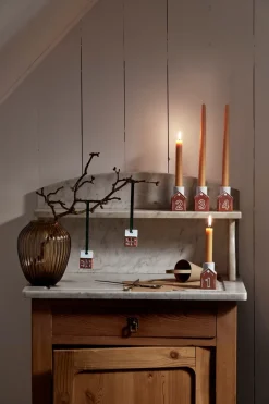 Gingerbread advent candlestick 4 pieces, Brown
