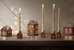Gingerbread advent candlestick 4 pieces, Brown