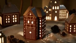 Gingerbread candle latern large 17 cm, Brown