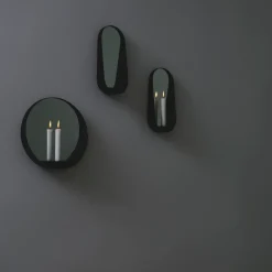 Glim mirror/candlestick oval 12x28 cm, Black