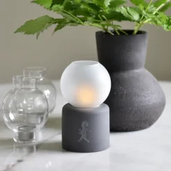 Globe tealight holder Ø9.5x17 cm, Dark grey