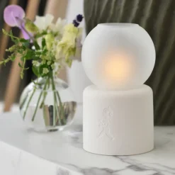 Globe tealight holder Ø9.5x17 cm, White