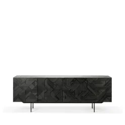 Graphic sideboard, Teak black 4 doors