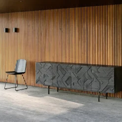 Graphic sideboard, Teak black 3 doors