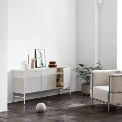 Grid side table, Beige