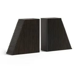 Grooves bookends 2-pack, Mahogany dark brown