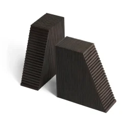 Grooves bookends 2-pack, Mahogany dark brown