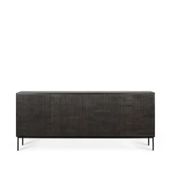 Grooves sideboard, Black 4 doors