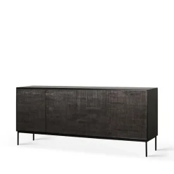 Grooves sideboard, Black 4 doors