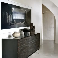 Grooves sideboard, Black 4 doors