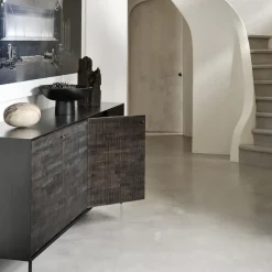 Grooves sideboard, Black 4 doors