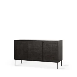 Grooves sideboard, Black 3 doors