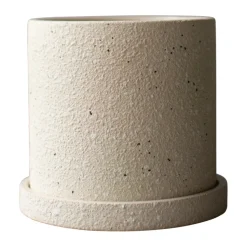 Grow flower pot Ø13 cm with saucer, Creme structure
