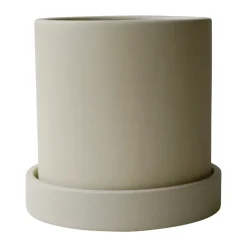 Grow pot Ø10 cm with saucer, Sandy creme