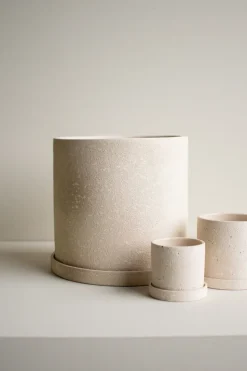 Grow pot Ø30 cm with saucer, Creme structure