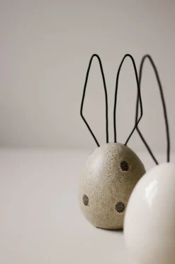 Hare Easter decoration H18 cm, Beige dot