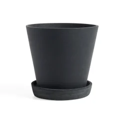 HAY Flowerpot with saucer XXL Ø26 cm, Black