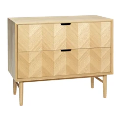 Herringbone chest of drawers with compartments, Oak