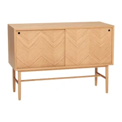 Herringbone dresser with sliding doors, Oak