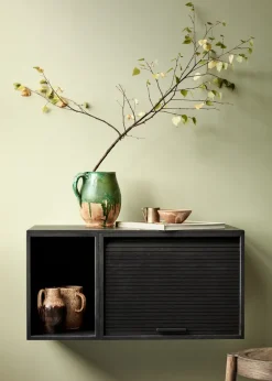 Hifive cabinet with jalusi door, Blackpainted oak