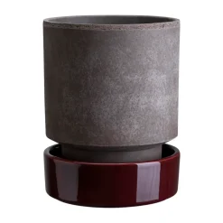 Hoff pot, Ø16 cm, Raw Grey-Deep Burgundy