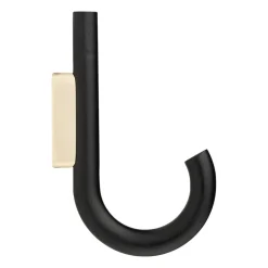 Hook hook 19 cm, Black stained oak-brass
