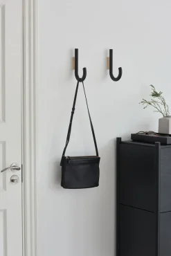 Hook hook 19 cm, Black stained oak-brass