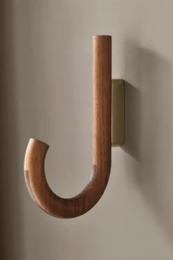 Hook hook 19 cm, Walnut-brass