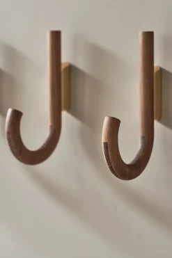 Hook hook 19 cm, Walnut-brass