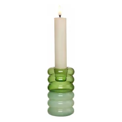 Hoop candle sticks Ø3.5x9 cm, Green-milky green