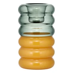 Hoop candle sticks Ø3.5x9 cm, Smoke-milky yellow