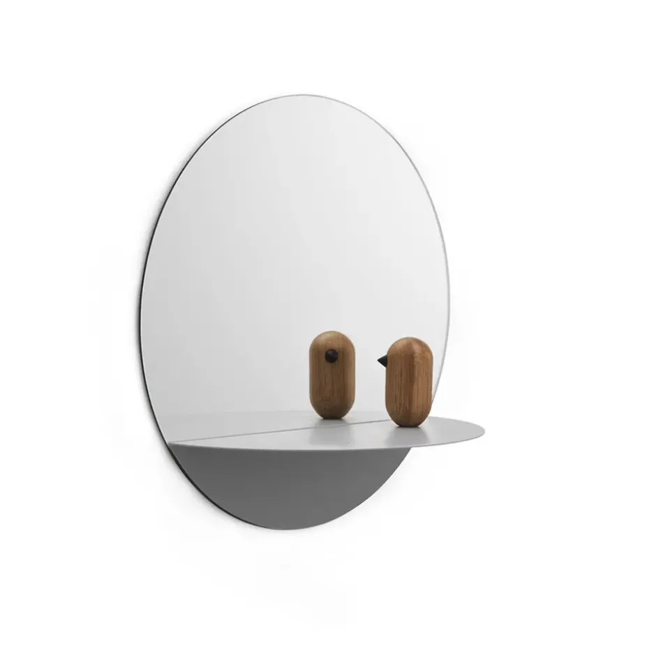 Horizon mirror round, grey