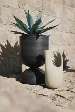 Hourglass flower pot medium Ø40 cm, Black-dark grey
