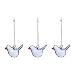 Iittala glass bird, Bright blue, mini, 3-pack