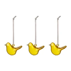 Iittala glass bird, Yellow, mini, 3-pack