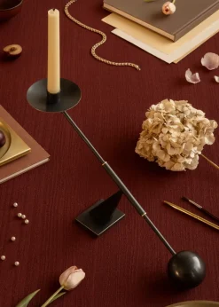 Interconnect candlestick 42,5 cm, Bronzed brass